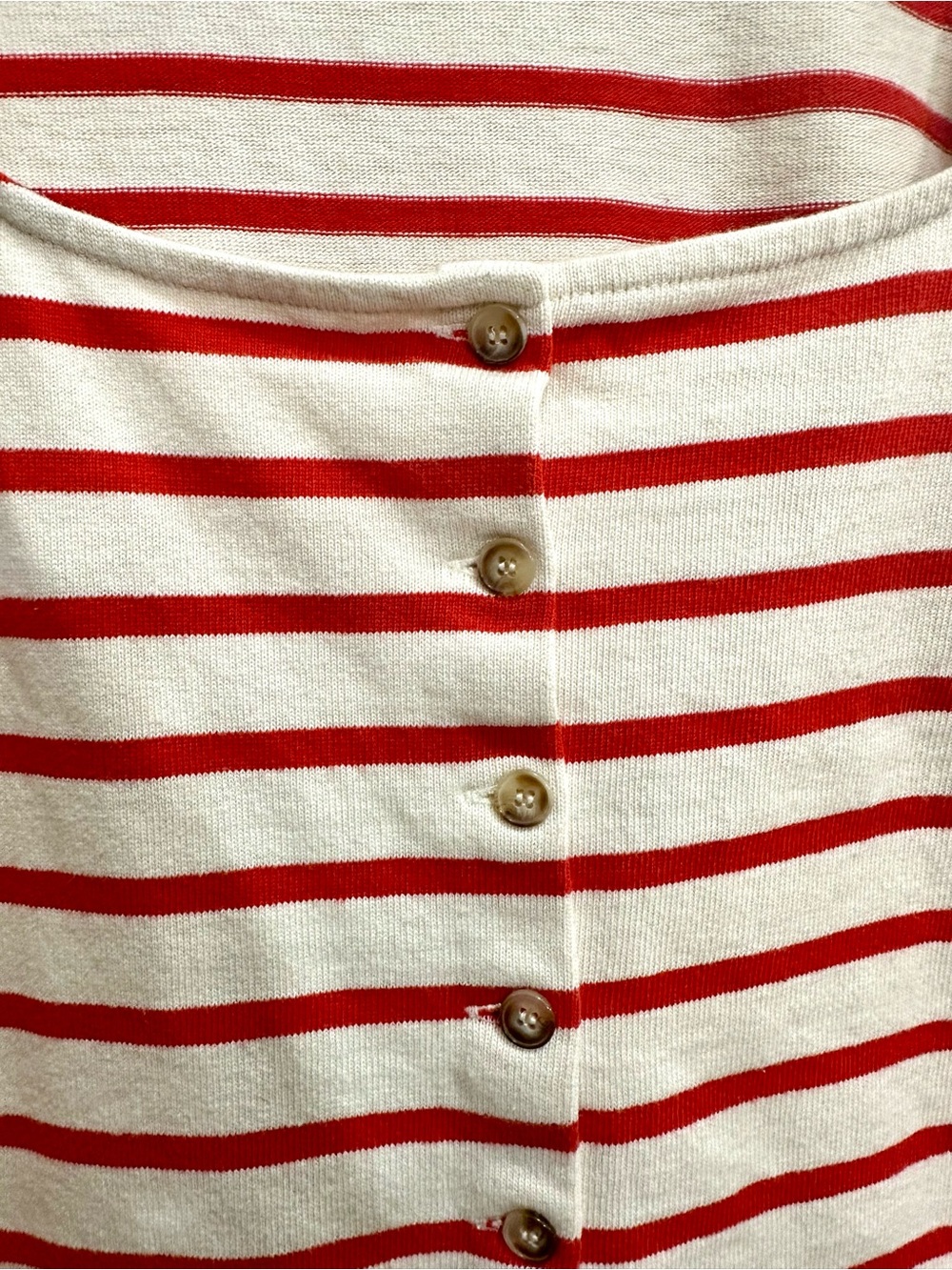Sezane Red and Cream Striped Square-Neck Cardigan Linea Marinière Size S - Picture 7 of 11